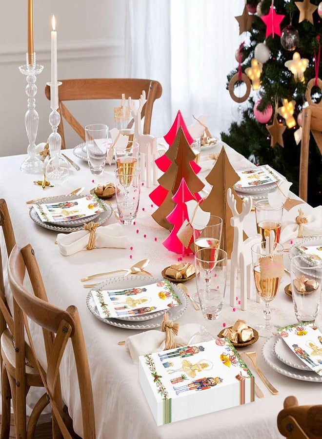 IANFEPH 100PCS Christmas Napkins Disposable Watercolor Nutcracker Paper Napkins 3 Ply Decorative Paper Hand Towels for Bathroom Winter Xmas Guest Napkins for Winter Holiday Christmas Cocktail Party - Image 5